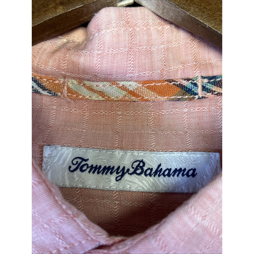 Tommy Bahama Shirt Mens XL Pink Linen/Tencel Solid Pockets Button Up Long Sleeve - Picture 2 of 10